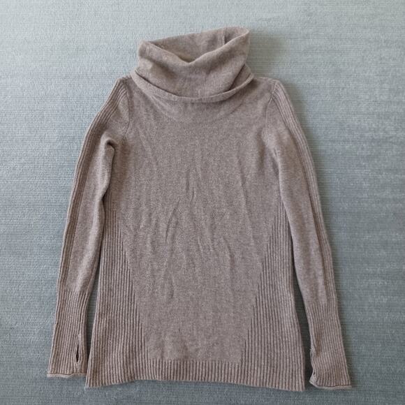 Athleta Cashmere Sweater Women XS Beige Oversized Turtleneck Stretch Lightweight - Picture 10 of 10